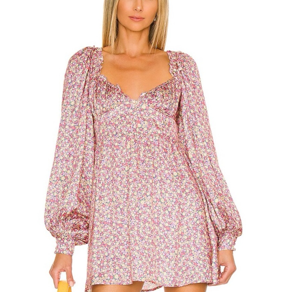 For Love And Lemons Pink Long Sleeve Sundress